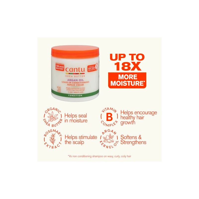 Cantu Argan Oil Leave in Conditioning Repair Cream, 16 Ounce