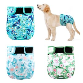 ZINGTERRA 3Pack Dog Diapers Female,Washable Diaper for Doggie,Highly Absorbent Reusable Dog Diaper,Adjustable Leakproof Puppy Girl Dog Diapers for Heat,Incontinence,Period Doggy Nappies