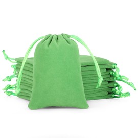 Tapleap Velvet Bags, Green Jewelry Pouch, 3x4 inches Small Drawstring Pouch, For Wrapping Mini Gift, Coin, Bracelet