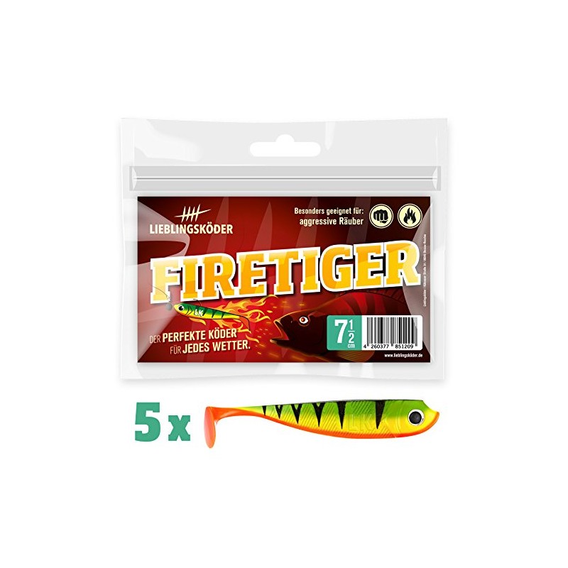 Lieblingsköder, 5 Rubber Fish for Zander Fishing, 7.5 cm, Zander