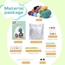 JMXKQP Dinosaur Crochet Kit for Beginners Adults, Knit Starter kit with Step-by-Step Video Tutorials, DIY Knitting Craft Set for Adults, Crochet Starters Kit for with Accessories