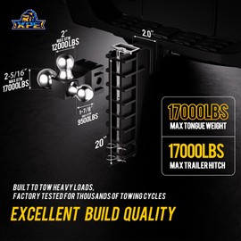 XPE Trailer Hitch,10 Inch Adjustable Drop Hitch,Fits 2 Inch Receiver, 25,000 Lbs Gtw - Tow Hitch for Heavy Duty Truck