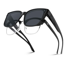 Pro Acme Sunglasses Fit Over Glasses for Men,Trendy Square Sun Glasses Polarized Oversized Shades PAHM883(Black|Gray)