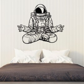 Astronaut Vinyl Wall Decal Zen Space Meditation Stickers Mural (k146) Black