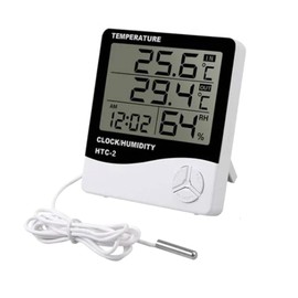 Digital Hygrometer Thermometer with Alarm Clock, Calendar, Indoor Outdoor Temperature, Humidity Monitor with External Waterproof Probe, Suitable for Various Places