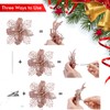 18 Pieces Poinsettia Artificial Glitter Christmas Flowers with Clips and