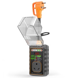 GGBOM RV Surge Protector 30 Amp with Smart LED Display, 12000J Surge Protection Circuit Analyzer, Automatic Protect RV Electrical System with Waterproof Cover, Adapter Plug for Camper Travel Trailers