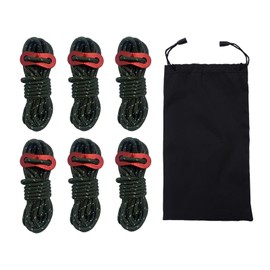 Acenilen 6 Pack Reflective Guyline Tent Rope with Aluminum Adjuster, Tent Stake Kits for Camping Tent & Hiking Accessories - Army Green
