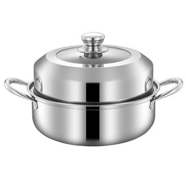 Steamer for Cooking,Steam Pot Cookware with Lid,11 inch Steam Pots with rack for Cooking Veggies Fish Seafood Noodles, Pasta, Food