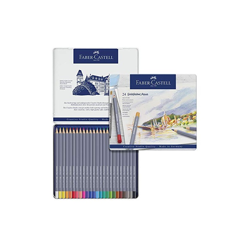 FABER-CASTELL Goldfer Watercolour Pencils with Metal Case of 24