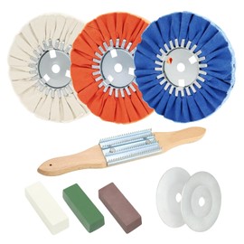 QZATTCAEN 9 Pcs Airway Buffing Wheel Kit 8 Inch Polishing Wheel and Polishing Compound for Angle Grinder Buffing Rake Buff Safety Flange Aluminum Polishing Kit 8" in Diameter 5/8" in Arbor Hole