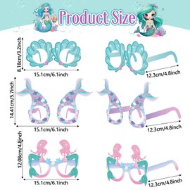 Harrycle 32 Pcs Mermaid Party Decorations Mermaid Paper Glasses Frame Under the Sea Photo Booth Props Mermaid Eyeglasses for Girls Summer Beach Theme Birthday Party Baby Shower Favors Supplies