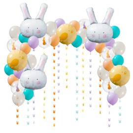 Cheerland Easter Balloons Kit with Bunny and Chicks Pastel Balloons Chicken Foils Balloons Spring Decorations Baby Shower Kids Birthday Classroom Party Supplies Not Helium Compatible