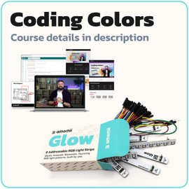 amomii Glow LED Strips - 8 Strips, Each with 8 WS2812 Individually Addressable, Daisy Chainable NEO RGB Pixels - DIY Electronics STEM Project Gift for Adults and Teens - 3D Print Accessories Included