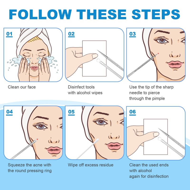 Vybiekr Stainless Steel Blackhead Remover, Pimple Extractor, Pimple Popper, Comedone