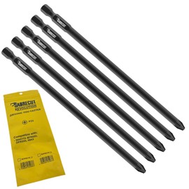 5 x SabreCut SCPZ2157_5 157mm PZ2 Autofeed Collated Drywall Screwdriver Gun Bit Single Ended PoziDriv POZI No.2 Heavy Duty Compatible with Makita BFR550 6843 DFR550