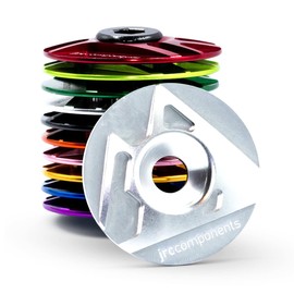 JRC Components Ahead Stem Top Cap JRC Logo Design | Lightweight 6061-T6 Aluminum Top Cap | Compatible with Road, Gravel & Mountain 1-1/8" Threadless Steerers (Silver)