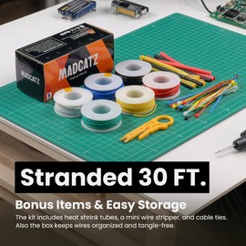 22 AWG MADCATZ Stranded Wires, 6 Colors Electrical Wire Cable PVC Insulation 30ft, Hook up Wire Kit 1007 Hookup Wire Tinned Copper for DIY Projects, Automotive Wiring
