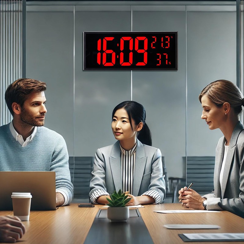 Lunartec Digital Wall Clocks: Set of 2 LED Wall &