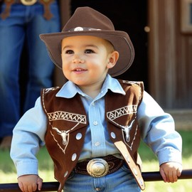 2-7Years Kids Brown-Western Felt-Cowboy-Hats Baby-Boys Outback-Country Retro-Rodeo-Hat Wedding-Dress-Accessories