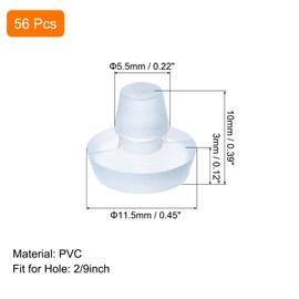 uxcell 56Pcs Glass Table Top Bumpers with Stem, 5.5mm/0.22Inch Clear Rubber Bumper Grippers Anti Collision Slip Glass Table Spacers for Patio Table Cabinet Furniture (Fits 2/9Inch Hole)