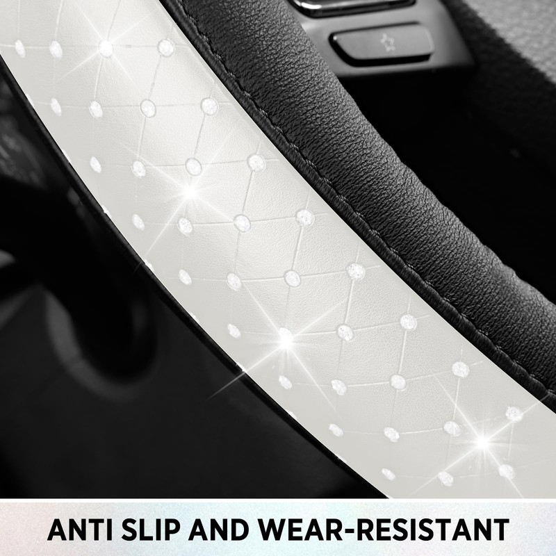 Road Comforts Bling Steering Wheel Cover for Women Girls, Sparkly