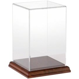 Plymor Clear Acrylic Display Case with Hardwood Base, 4" W x 4" D x 6" H