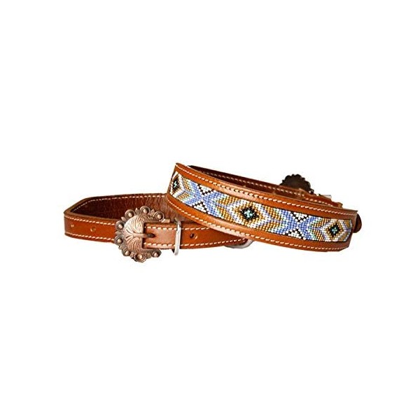 Showman Couture Genuine Leather Dog Collar w/Beaded Inlay! (Medium(13"-18"))