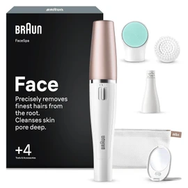 Braun FaceSpa, Facial Epilator Cleansing & Skin Vitalizing System, + 4 Extras, 851V, White/Bronze