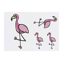 4 x 'Flamingo' Temporary Tattoos - Water Resistant, Skin-Safe, Non-Toxic Transfers, Mixed Sizes (TO00036013)