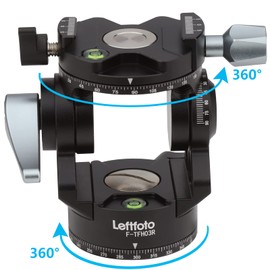 LEFTFOTO Double Panoramic Tripod, Liquid Head, Mini Pan Head, Tripod, Liquid, Drag Pan Head with Arca Swiss Quick Release Plate and Grip for Compact Video Cameras and DSLR Cameras