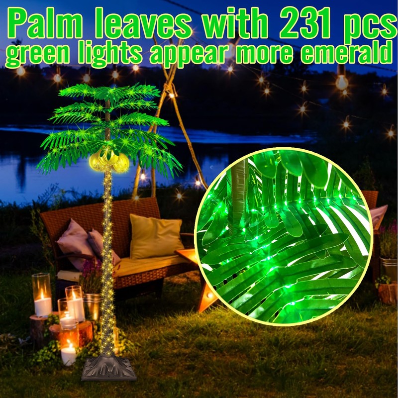 6FT LED Palm Tree with 421pcs Lights, Lighted Palm Tree