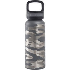 Beretta 16 Oz Durable Stainless Steel Insulated Water Bottle with Logo for Hot or Cold Liquids | Vacuum Seal Lid with Integrated Carabiner, Wolf Gray Camo