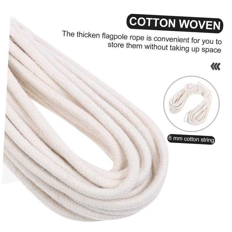 Mipcase Flagpole Replacement Cotton Rope Thick Long Durable Halyard Line