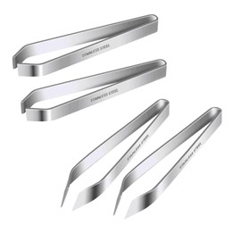 4 Pcs Fish Bone Tweezers, Fish Bone Tweezers Set, Professional Stainless Steel Flat and Slant Pliers Remover Set, for Kitchen Removing Fish Bones, Pulling Chicken Feathers Out Duck Feather