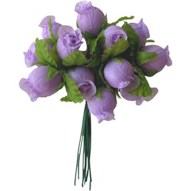 GiftWrap Etc. Lavender Artificial Silk Flower Roses - 12 Mini Bouquets of 12 Rosebuds, 144 Rosebuds Total, Valentine’s Day Wedding Decor, Easter Pastel Reception Flowers, Spring Anniversary Wreath