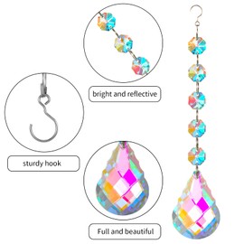 XINRUI Hanging Crystals for Windows, 9 Pack Suncatcher Prism with Chain Colorful Sun Catcher Beads Kit Bulk Rainbow Maker for Home Office Garden Decoration Window Decorations Decor
