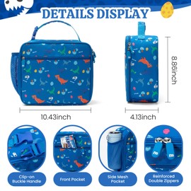 MEXS Kids Lunch Bag Reusable Insulated Lunch Box Girls Boys Portable Cooler Lunchbox for School