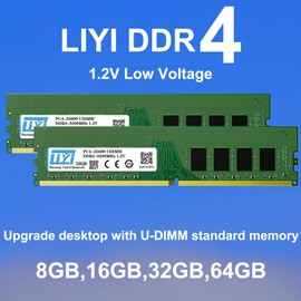 LIYI DDR4 16GB RAM 3200MHz Single PC4-25600 CL22 Unbuffered Non-ECC 1.2V 288Pin High Performance Dual Channel DRAM UDIMM for Intel AMD Ryzen XMP 2.0 PC Computer Desktop RAM Memory Module Ram Upgrade