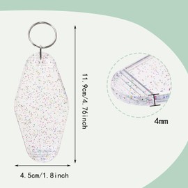 PPhtony 8PCS Motel Keychain Blank Vintage Hotel Key Tags Holders for Bagpacks Car Keys Resin Vinyl Printing Laser Engraving DIY Craft Projects Gifts Ornaments Accessories Small Business,Clear&Glitter