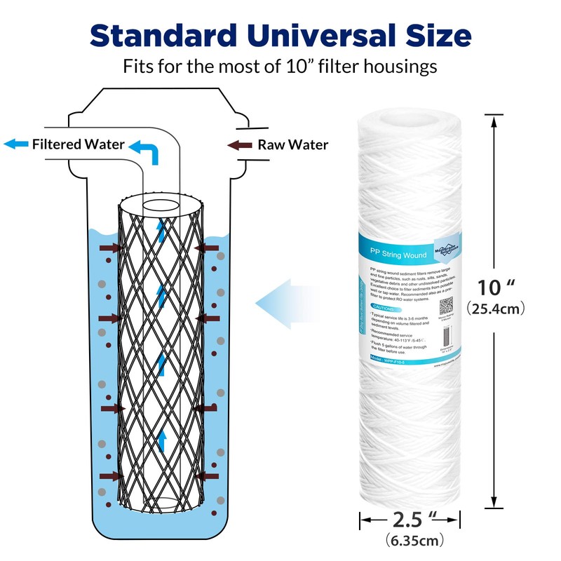 Membrane Solutions 10 Micron 10"x2.5" String Wound Whole House Water