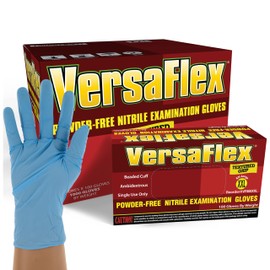 VersaFlex Nitrile Exam Gloves, Disposable, Powder Free, Latex Free, Textured (Case of 1000, Medium)