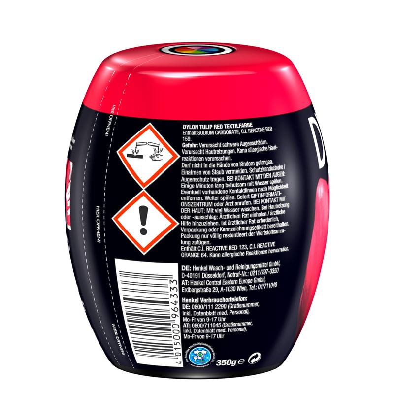 DYLON Tulip Red All-in-1 Textile Dye (350g), for Colouring and