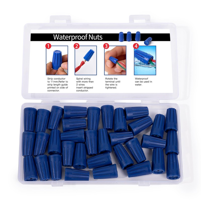 30PCS Waterproof Wire Connectors in Portable Case, Outdoor Silicone Filled