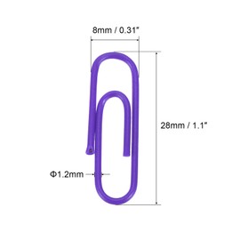 MECCANIXITY Paper Clips Small Size 1.1 Inch Vinyl Coated to Prevent Tearing Pages with Box for Organize Office Home Purple Count 200
