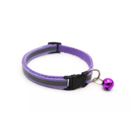 Unbranded  Adjustable Reflective Nylon Cat Collar Bell For kitten Small Dog Puppy Pet  - Purple