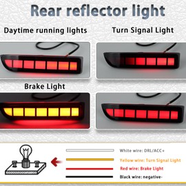 PGTOPONE Full LED Rear Bumper Reflectors Fog Brake Tail Light Lamps Compatible with Toyota Rav4 2006-2012/Scion xD 2008-2014 Turn Signal Feature Accessories (Black)