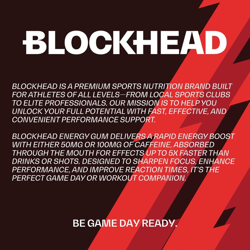 BLOCKHEAD Energy Gum Extra Strength (84 Pieces) | 100mg Fast-Release