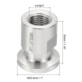 PATIKIL 1/2 in TC Tri Clamps Adaptor, 1pcs Tri Clamps Fittings to NPT 1/4 Female Thread Adaptor Sanitary 304 Stainless Steel for Food Beverage Equipment, 25.4mm Ferrule