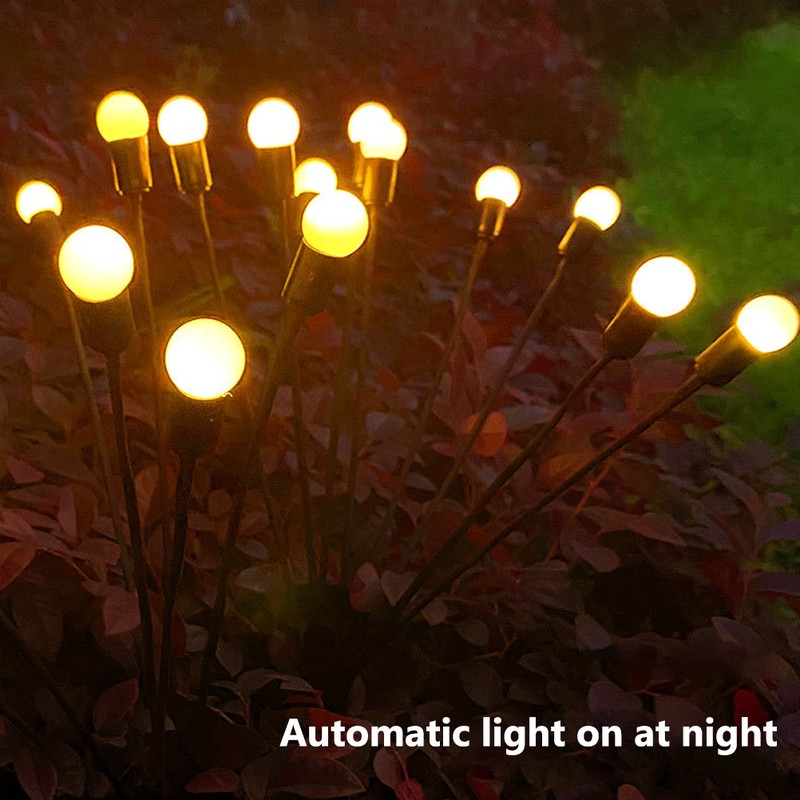 2 Pack Solar Powered LED Lights Firefly Lights Waterproof Outdoor